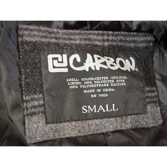 Carbon Jacket Mens Size S Wool Blend Plaid Quilted Lining Gray/black Button up - Picture 15 of 15